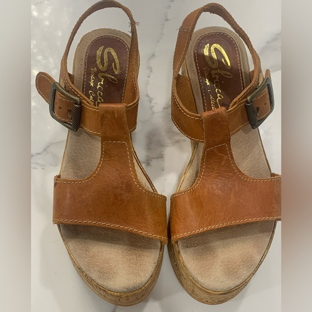 Sbicca‎ Leather Vintage Wedge Sandal. Size 37